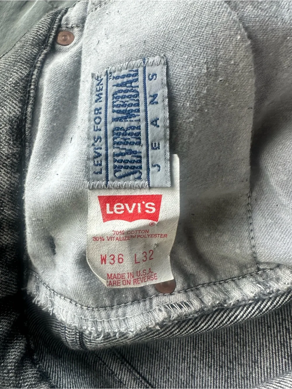 Levi’s Vintage Gray Acid Wash Jeans Men’s 36x32 Made in USA